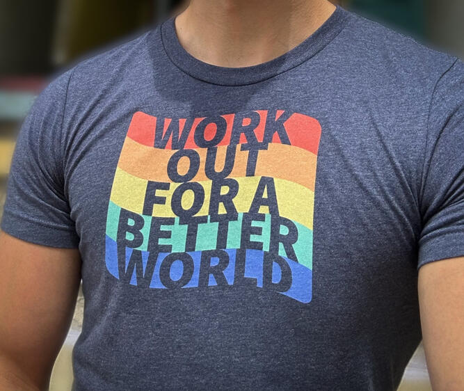 "Work out for a better world" t-shirt design