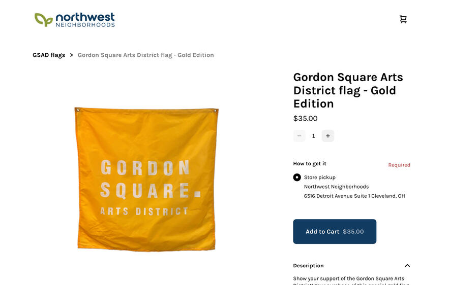 Product page on commerce website