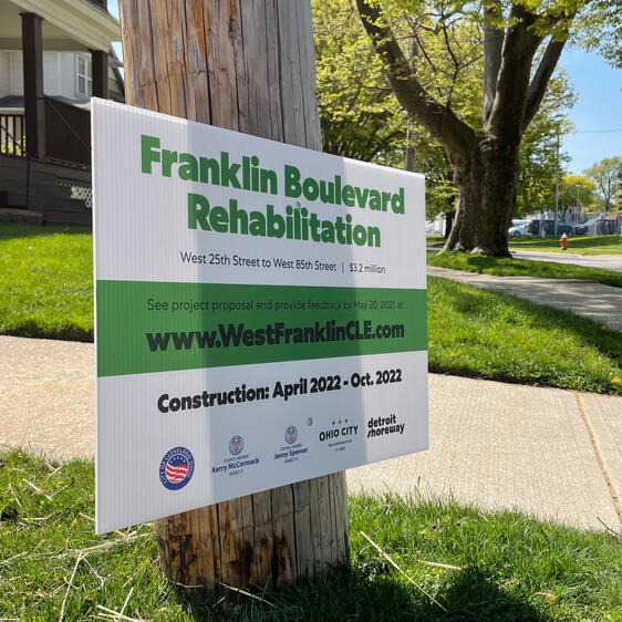 Informational sign for street project