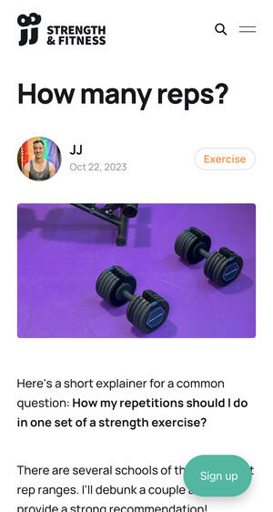 Blog article with membership sign-up button